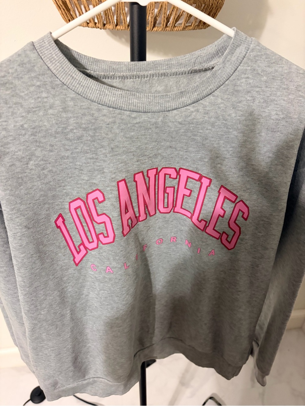 SHEIN Gray Crewneck Sweatshirt with Pink Los Angeles Graphic
